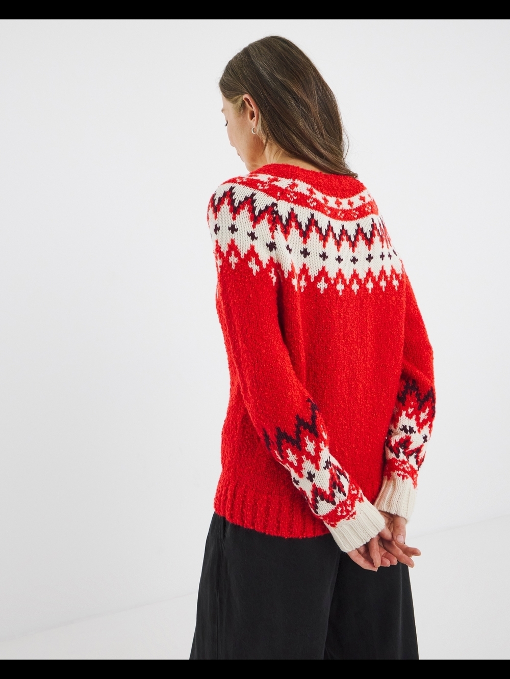 Style & Co. Red Fair Isle Button-Up Cardigan - Picture 3 of 7